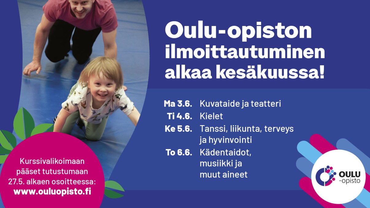 Kuva Oulu-opiston aikuinen-lapsi liikuntakoulusta.