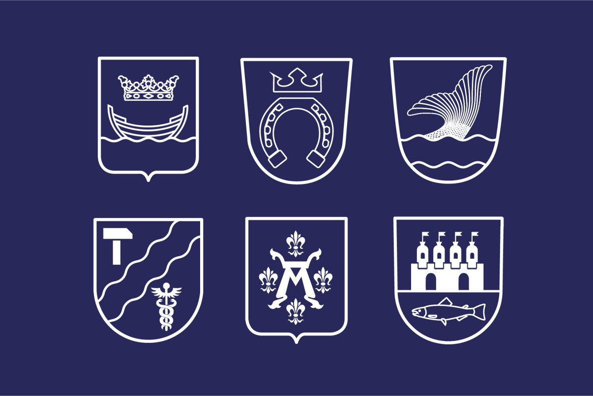 The coats of arms of the Six Cities