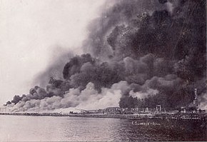 Valokuva: Tervahovin palo vuonna 1901.