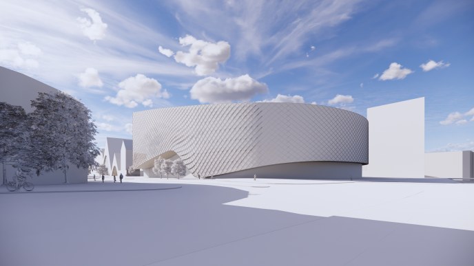 Architectural visualization of the event and experience arena.