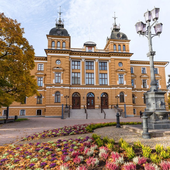 Facade of the City Hall in the fall