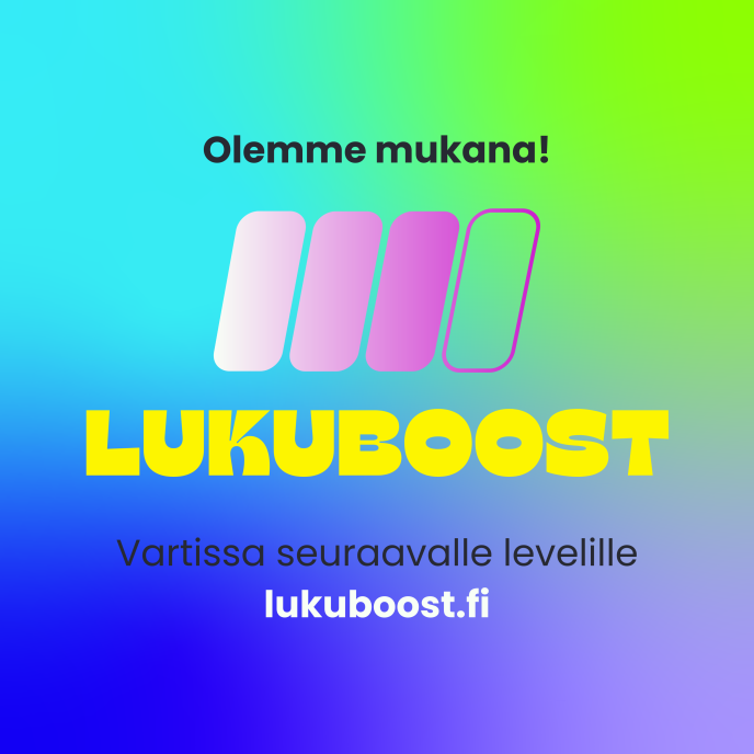 Olemme mukana! Lukuboost, vartissa seuraavalle levelille, lukuboost.fi