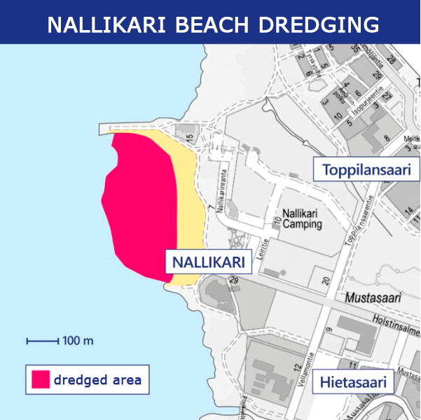 Map of the area indicating the dredged area